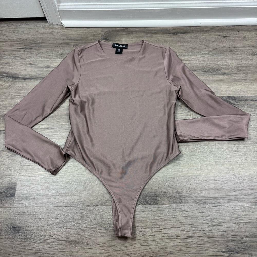 Bailey 44 Bodysuit Long Sleeve Silky Medium Brown Chic Date Night Holiday Layer